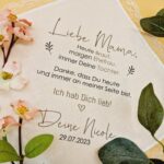Stofftaschentaschentuch "Braut, Ehefrau, Tochter" für die Freudentränen, personalisiertes Taschentuch für die Brauteltern zur Hochzeit