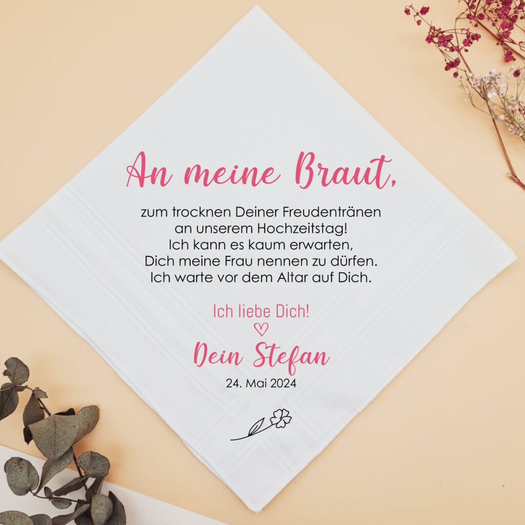 Taschentuch Freudentränen Hochzeit_Bräutigam an Braut_Silently_spitze